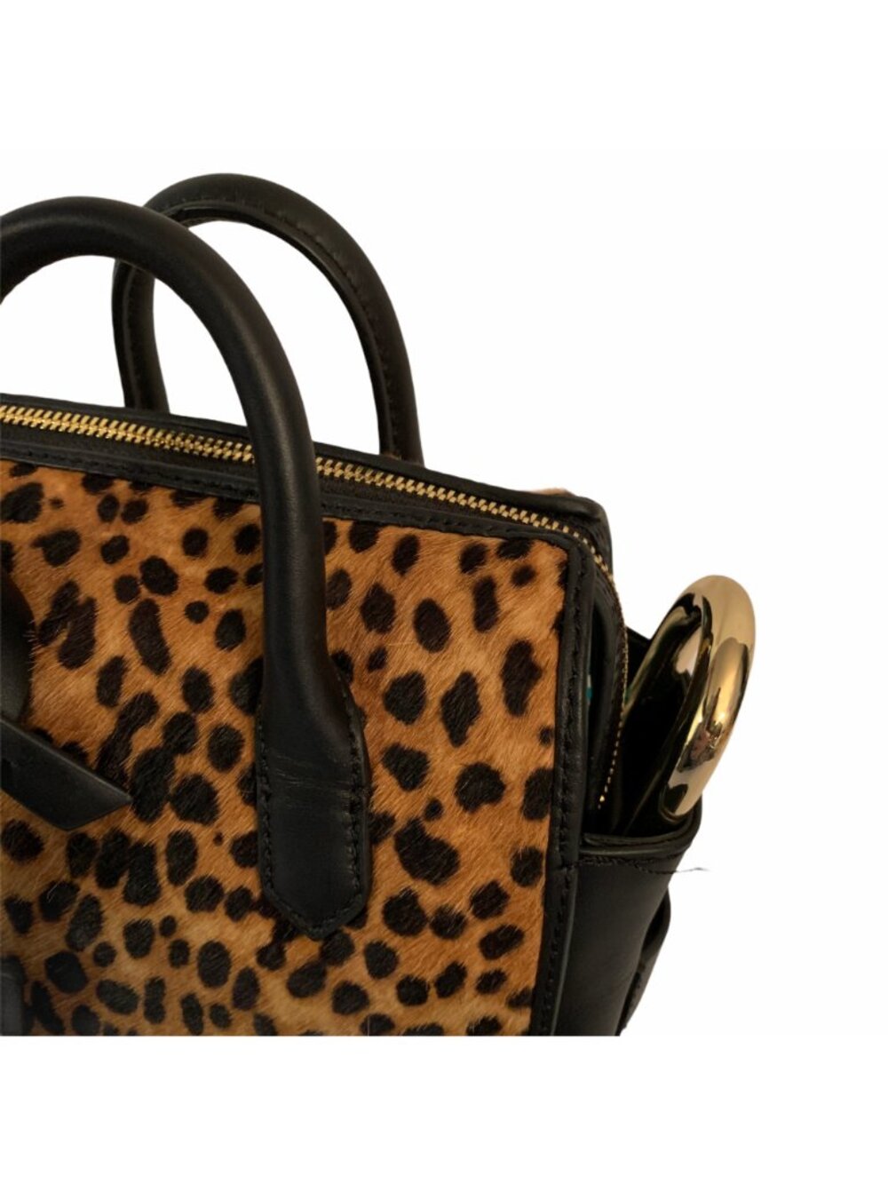 J Crew Genuine Calf Hair Crossbody Leather Mini Satchel Sahara Brown (Leopard) - Picture 5 of 12